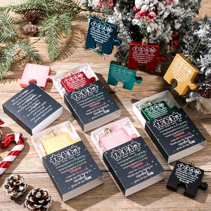 Team Christmas Ornaments Bulk Set - 63 Puzzle & Matchbox Decorations for Employee Appreciation - Variation of THIS listing