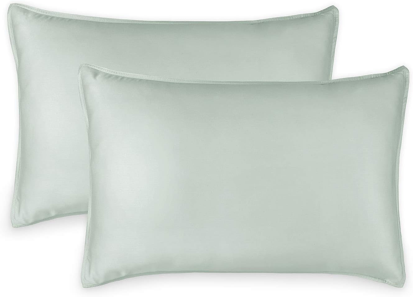 Pure Bamboo Queen Pillowcases - Luxuriously Soft & Cooling 100% Organic Viscose | Double Stitching, Sea Glass (2 Pack)