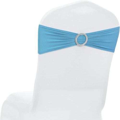 MDS Spandex Chair Sashes - Universal Fit Elastic Stretch Ties with Buckle for Weddings | Blue, Pack of 200