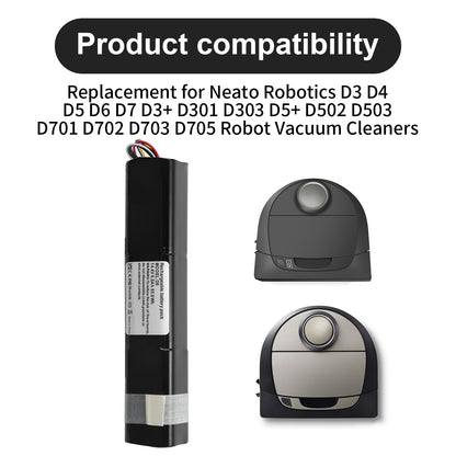 MULS 6500mAh Battery for Neato D3 D4 D5 D6 D7 Neato Botvac D3+ D301 D303 D5+ D502 D503 D701 D702 D703 D705 Robotic Vacuum Cleaners 945-0225 945-0266 14.4V