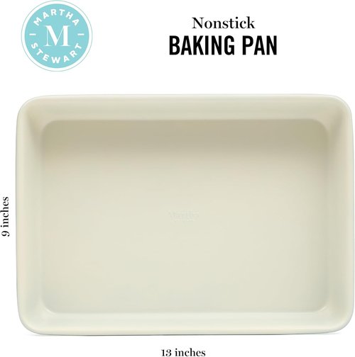 Martha Stewart Gallen Nonstick Carbon Steel Baking Pan - 13 x 9 Inch, Teal, Durable Bakeware for Easy Release