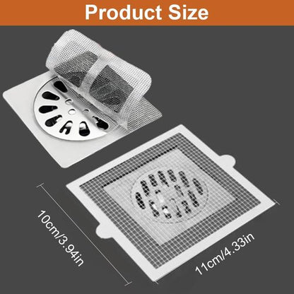 Disposable Hair Drain Stickers, New Upgrade Disposable Floor & Shower Drain Hair Catcher, Bathroom Shower Drain Protector with Mesh Cover & Square Screen (10)