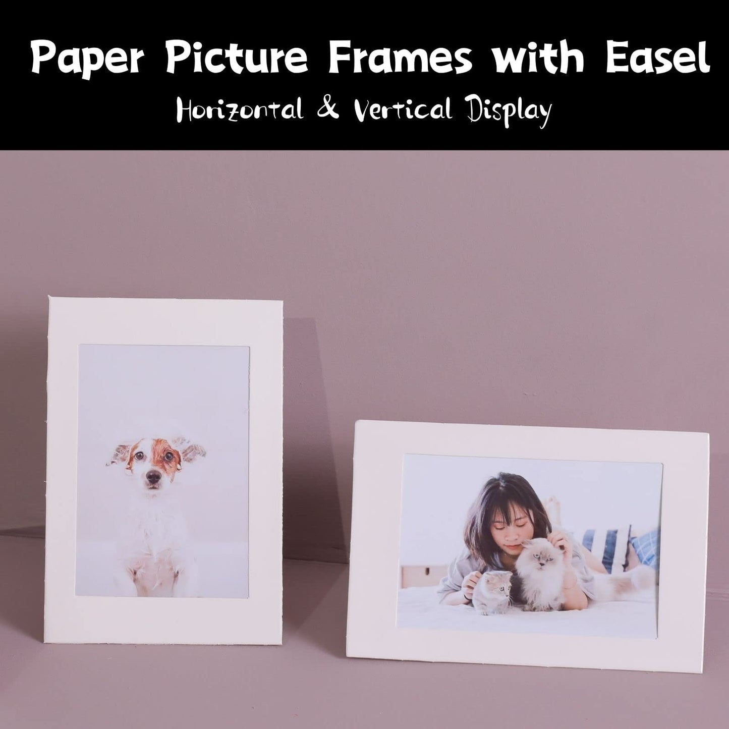 Litpoetic 200 Pack Standing Paper Picture Frames 4x6,Cardboard Photo Frame with Easel,Paper Photo Frame Cards,Gallery Frames Bulk For Mother's Day,Father's Day, Graduation - White