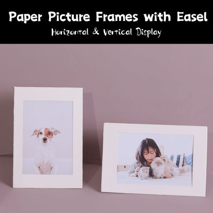 Litpoetic 200 Pack Standing Paper Picture Frames 4x6,Cardboard Photo Frame with Easel,Paper Photo Frame Cards,Gallery Frames Bulk For Mother's Day,Father's Day, Graduation - White