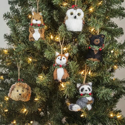 Forest Friends Woodland Animal Christmas Ornaments Set of 6 - Rustic Holiday Decor