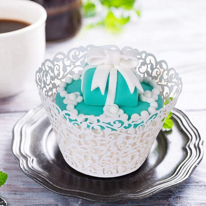 Lace Cupcake Wrappers 50pcs - Pink Hollow Out Paper Cupcake Liners for Weddings & Birthday