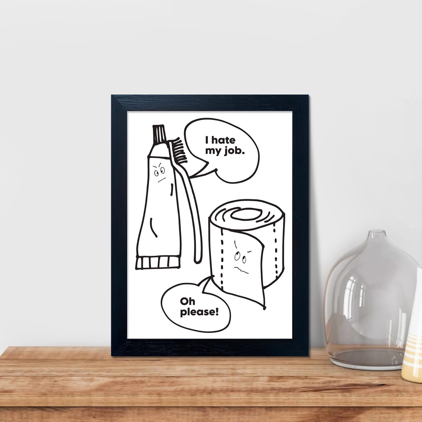Regine Switzerland Black and White Bathroom Wall Art - Funny Quote Framed Canvas Print
