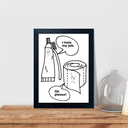 Regine Switzerland Black and White Bathroom Wall Art - Funny Quote Framed Canvas Print