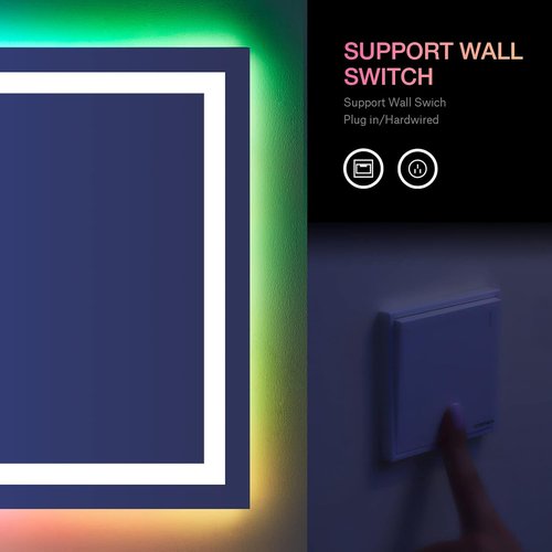 LOAAO RGB LED Bathroom Mirror - 55”x36” Large Anti-Fog & Dimmable Smart Vanity Mirror with Multiple Light Modes & Memory Function
