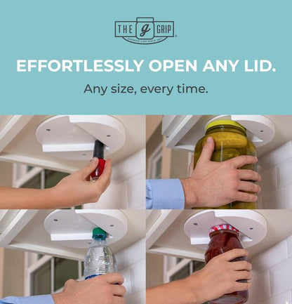 Grip Jar Opener - Original Under Cabinet Lid & Bottle Opener for Seniors with Arthritis | Made in USA