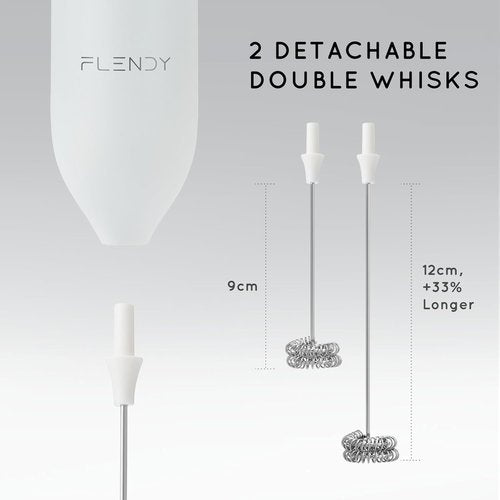 Flendy Rechargeable Milk Frother - Handheld Electric Drink Mixer with USB-C Charging Stand | Ideal for Coffee & Matcha