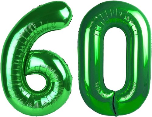 Green Number 60 Balloon - 40 Inch 60th Birthday Decorations for Men & Women | St. Patrick's Day Party Supplies