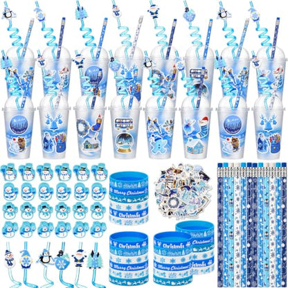 Christmas Party Favors Set - Snowman Variation - Cups, Stickers, Bracelets & More