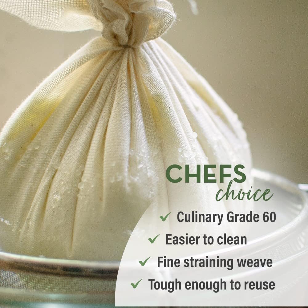 Organic Unbleached Cotton Cheesecloth - GOTS Certified Fine Strainer | Large 18 Sq.ft Reusable Cloth