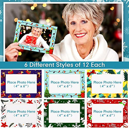 Minimalist Christmas Photo Frame Cards 72 Pack with Envelopes