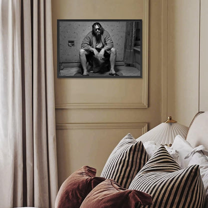 Quarut Funny Bathroom Wall Art - Black and White Movie Poster Canvas Print | Humorous Film Scene Decor