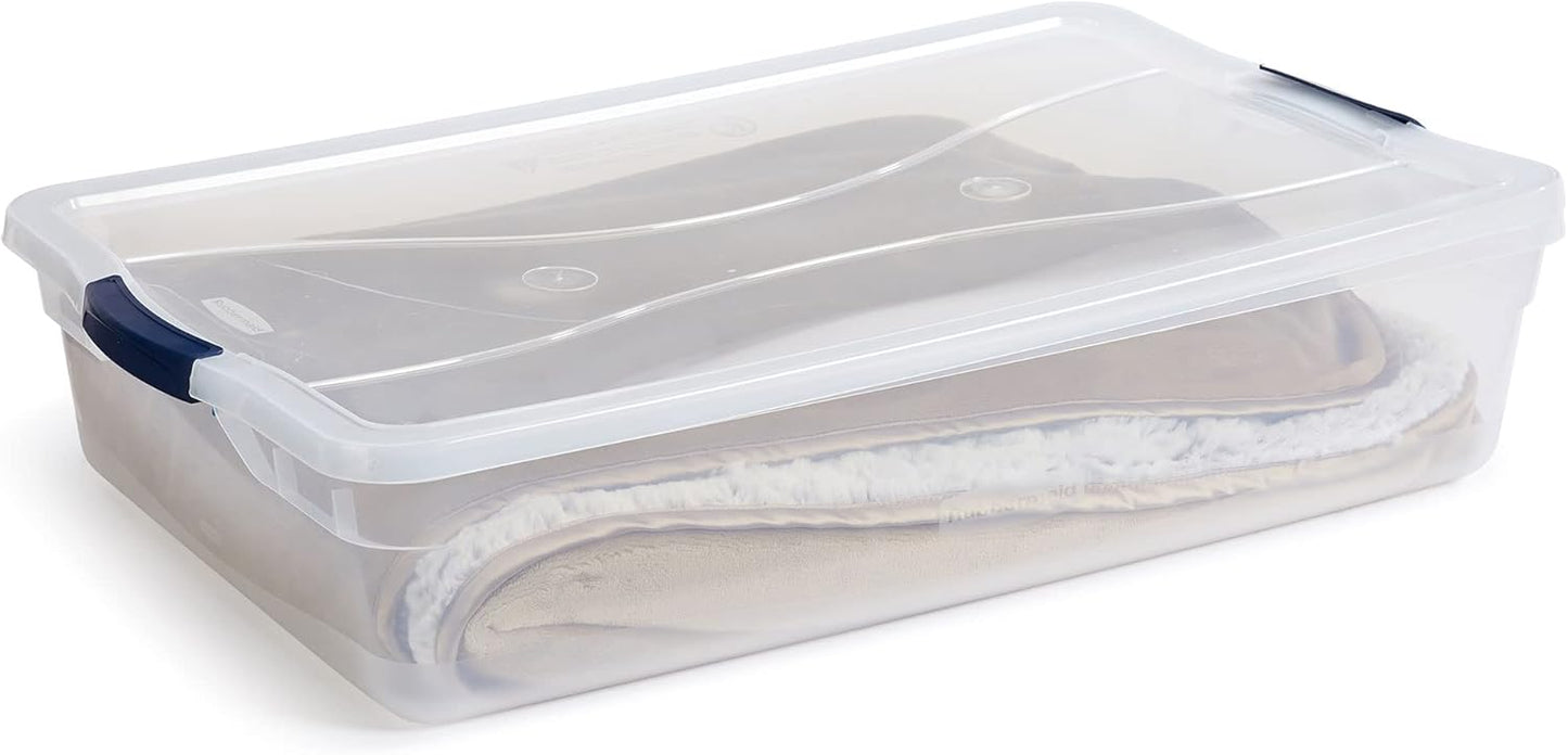 Rubbermaid Cleverstore 42 Quart Clear Stackable Storage Bins with Lids - 4 Pack for Garage & Closet