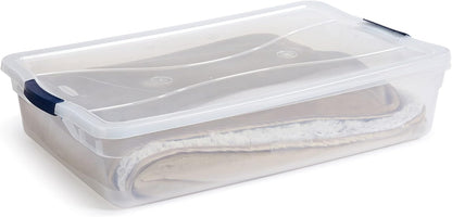 Rubbermaid Cleverstore 42 Quart Clear Stackable Storage Bins with Lids - 4 Pack for Garage & Closet