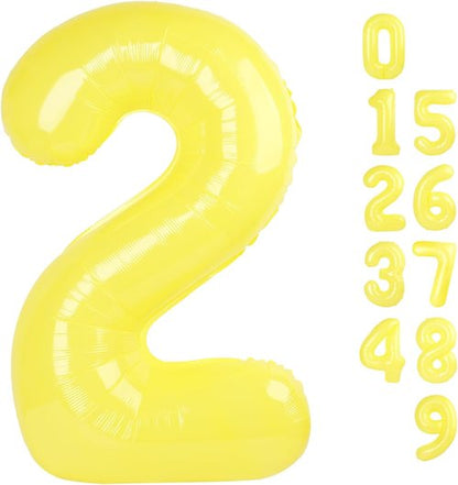 2 Numbers Balloon | 40 Inch Yellow Birthday Decor for 2nd, 12th, 21st Parties & Celebrations