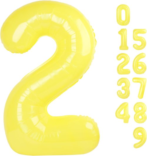 2 Numbers Balloon | 40 Inch Yellow Birthday Decor for 2nd, 12th, 21st Parties & Celebrations
