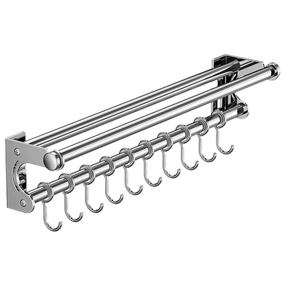 semofcen Kitchen Utensil Holder Hanger 30/40/50CM Stainless Steel Multifunctional Slide Rail Hook Space Saving Utensil Rack No Drilling Kitchen Rail for Hanging Cooking Utensils Mugs Spoons