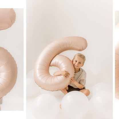 Light Brown 6 Balloon | 40-Inch Tan Number Balloon for Beige Birthday Decorations