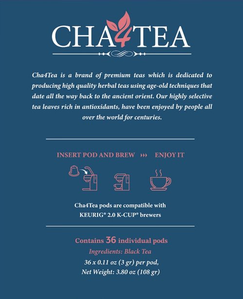 Cha4TEA 36-Count English Breakfast Tea for Keurig K-Cup