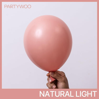 PartyWoo Dusty Pink Balloons - 100pcs Assorted Sizes 5-18 Inches | Blush Pink Boho Garland for Baby Showers & Birthdays