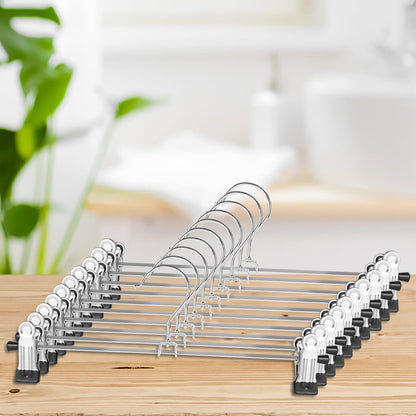 Northern Brothers Pants Hangers - 12 Pack Adjustable Metal Clips for Skirts & Trousers | Ideal for All Ages