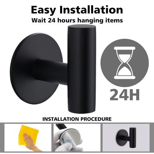 Bntuk Adhesive Hooks Heavy Duty Wall Hooks Stainless Steel Waterproof Shower Hook, Adhesive Holder Coat Hook for Hanging, Wall Mounted Towel Hooks for Bathroom Glass Window- 2 Pack
