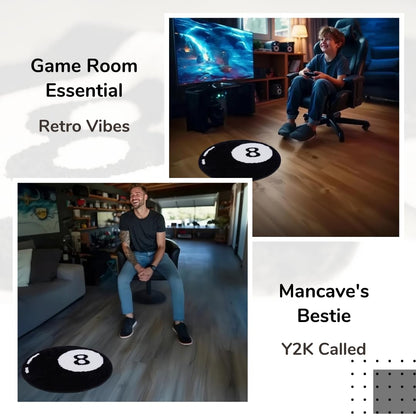 Slothy Fafi 8 Ball Rug - 24 Inch White & Black Hypebeast and Aesthetic Rugs for Bedroom & Living Room - Y2K Room Decor