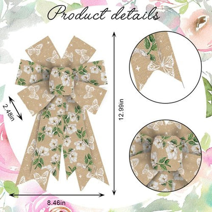 Hying Fall Floral Wreath Bows - Natural Burlap Butterfly Design | 2-Piece Set for Thanksgiving Decor