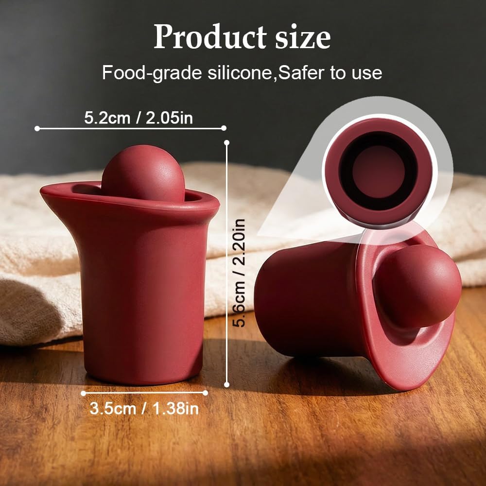 Silicone Wine Stopper for Wine Bottles, 2026 New Seal Bottle Cover Caps to Keep Wine Fresh, Upgrade Glass Bottle Sealer Covers Wine Stoppers for Home Use Cover Wine Bottle Caps (Red)