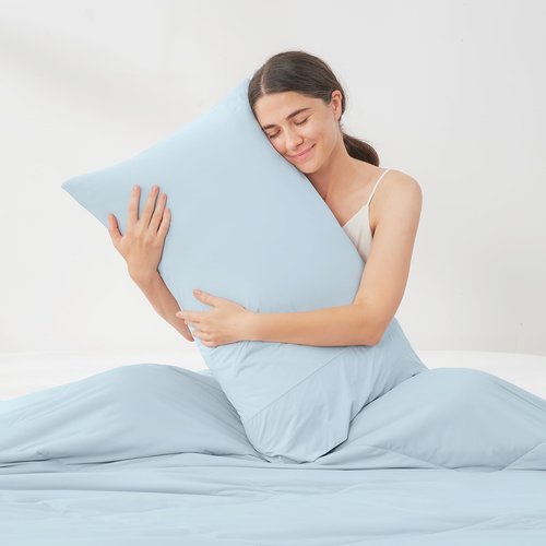 Cozy Bliss Cooling Pillow Cases for Hot Sleepers, Q-Max>0.45, Queen Size Set of 2, Soft & Silky Pillow Covers with Envelope Closure,Gift, Blue, 20x30 Inches