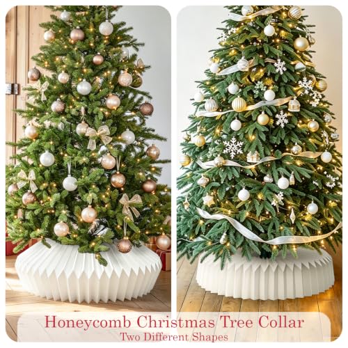 Honeycomb Christmas Tree Collar White Folding Paper Tree Skirt