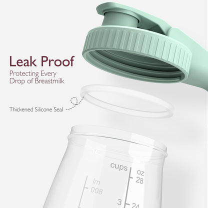 Momcozy Breast Milk Pitcher - No Leak Glass Storage Container for Easy Baby Formula | Green, Heat & Cold Resistant