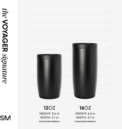 Simple Modern Voyager Signature Travel Coffee Mug - 360° Lid, Insulated Stainless Steel, 16oz | Almond Birch