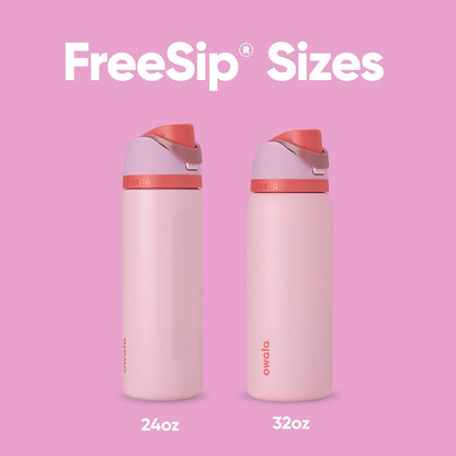 Owala FreeSip Insulated Stainless Steel Water Bottle - BPA-Free, 24 oz, Pink | Ideal for Sports & Travel
