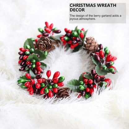 PRETYZOOM Christmas Candle Rings - 4Pcs Artificial Berry Mini Wreaths for Pillar Candles | Rustic Holiday Decor