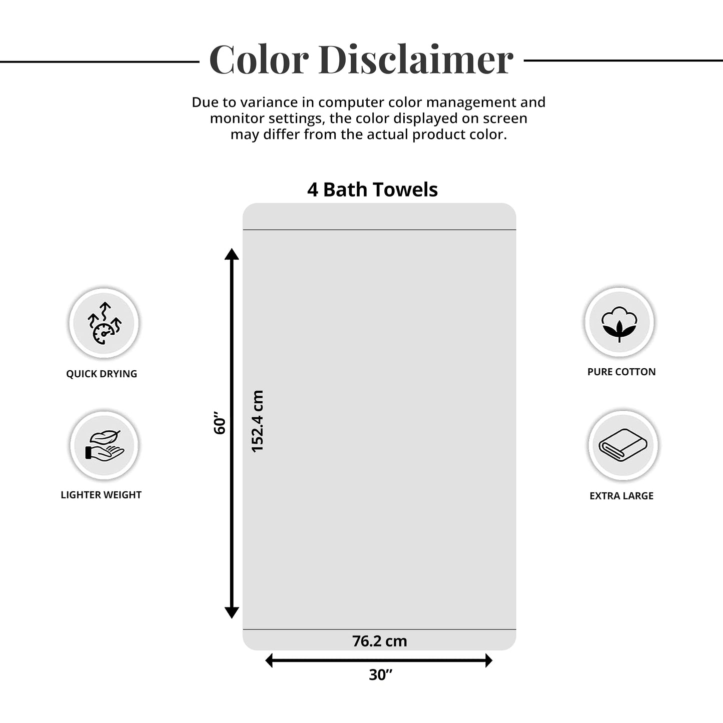 Tens Towels Pack of 4 Extra Large Bath Towels 30 x 60 Inches, 100% Cotton, Larger & Lighter Weight, Quicker to Dry, Super Soft and Absorbent, Perfect for Bathroom, Beige