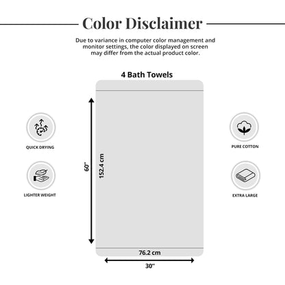 Tens Towels Pack of 4 Extra Large Bath Towels 30 x 60 Inches, 100% Cotton, Larger & Lighter Weight, Quicker to Dry, Super Soft and Absorbent, Perfect for Bathroom, Beige