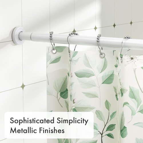 AmazerBath Spring Tension Shower Curtain Rod, 31-46.5 Inches Heavy Duty Tension Rod Rust Proof Bathroom Curtain Rod, Adjustable No Drill Easy Segmented Installation, White