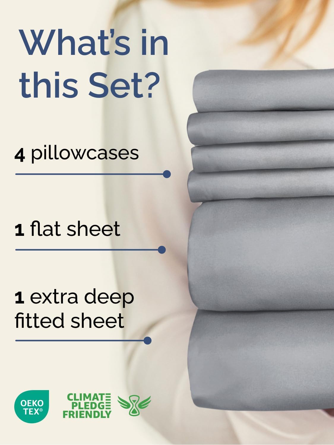 Skiennix Extra Deep Full Sheet Set | 6-Piece Breathable Cooling Bedding - Soft, Wrinkle-Free, Steel Blue
