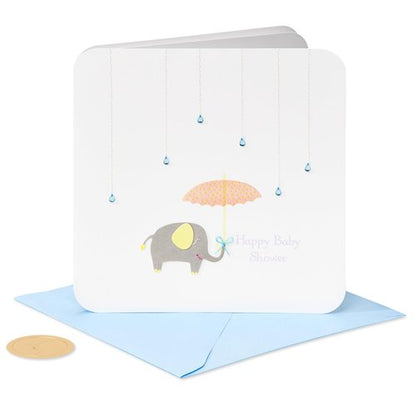 Papyrus Baby Shower Card Gender Neutral (Elephant with Umbrella)