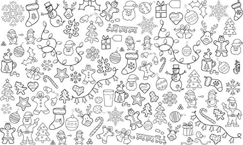 Holiday Design XL Rectangle Tablecloth 60”x102” – Interactive Coloring Fabric Tablecloth with Reusable Washable Backing