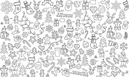 Holiday Design XL Rectangle Tablecloth 60”x102” – Interactive Coloring Fabric Tablecloth with Reusable Washable Backing