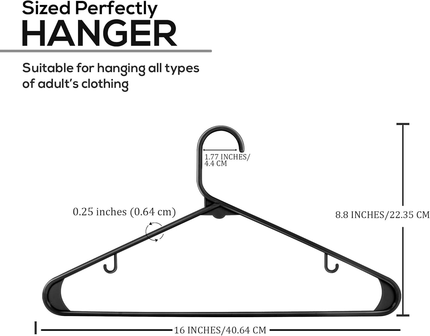 Utopia Home Plastic Hangers - Durable Space-Saving Closet Organizers | 100 Pack in Black for Shirts, Pants & Coats