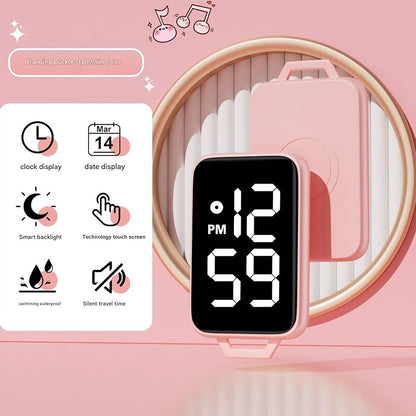 SVORTEKA Digital Keychain Watch with Night Light - Square Portable Timepiece (Variation P)