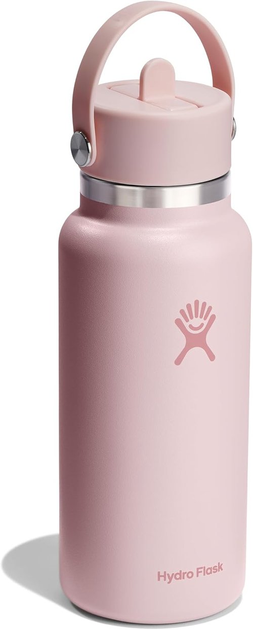 Hydro Flask Water Bottle - Insulated Stainless Steel with Wide Straw Lid | 32 Oz Trillium Pink, Leakproof