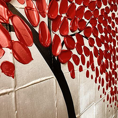 Large Red Flower Oil Painting on Canvas - Hand-Painted Wall Art for Living Room Bedroom Kitchen